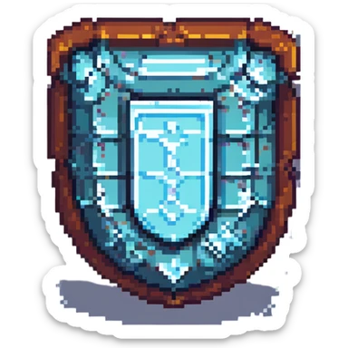 pixel art shield, small and blocky, retro game style sticker