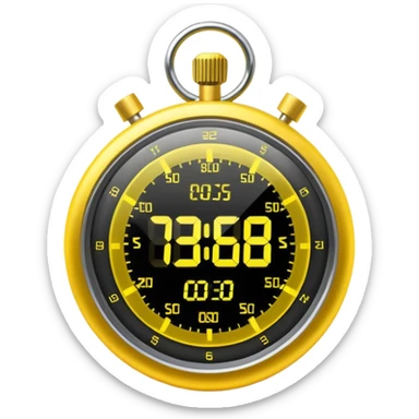 A futuristic holographic stopwatch glowing yellow sticker