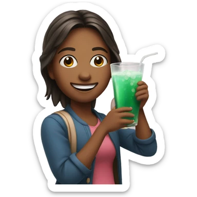 smiling girl with drink indoors sticker