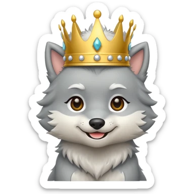 chibi wolf with crown sticker