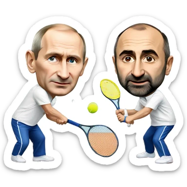 nikol pashinyan and vladimir putin playing tennis sticker