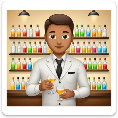 bartender mixing drinks, club backgroudn with bottles sticker