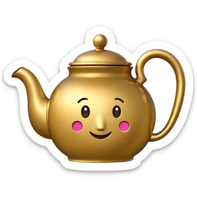 teapot emoji with a question mark on it, simple, rounded sticker