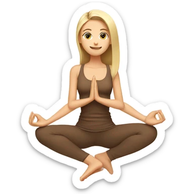 blonde yoga girl brown clothes n sticker
