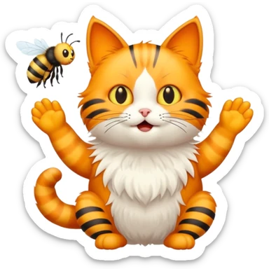 Cat with a bee sticker