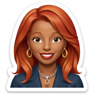 Mary J Blige with long red hair sticker
