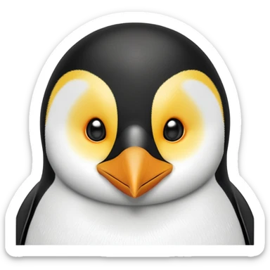 cinematic-adult-emperor-penguin-portrait-emoji,-head-tilted-playfully-and-inquisitively,-with-glossy,-pristine-plumage,-sparkling-eyes-filled-with-curiosity,-simplified-yet-irresistibly-adorable-features, black face sticker