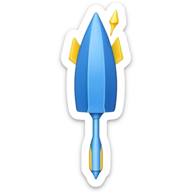 A blue foam dart with yellow on both ends sticker