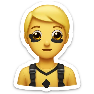 Yellow blush emoji with black heart emojis on his head sticker