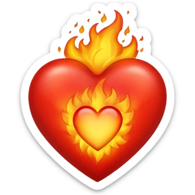 red heart in fire sticker