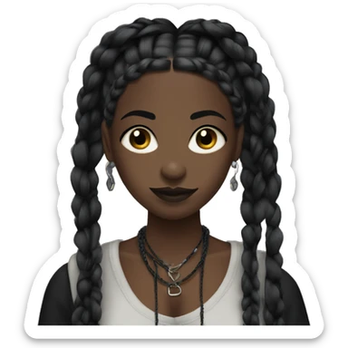 pretty black goth girl with boho knotless braids sticker