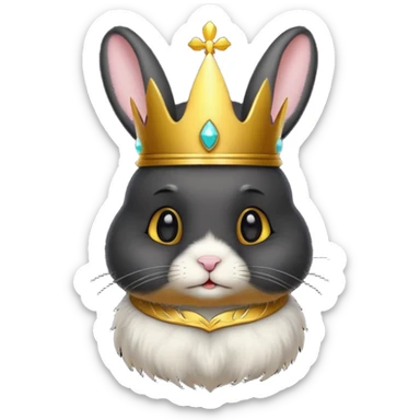 Black bunny with crown sticker