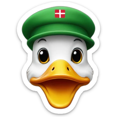 duck with danish flag cap sticker