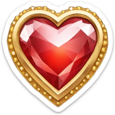 Red heart diamond with gold border sticker