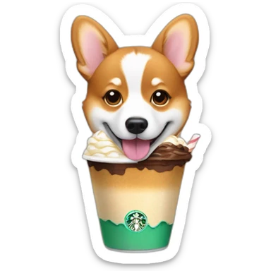 corgi tomando frappuccino sticker