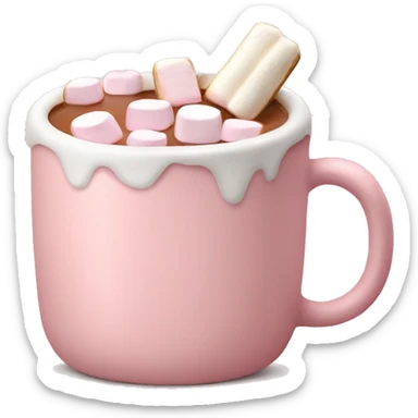 Light Pink mug of hot chocolate with marshmallows  sticker