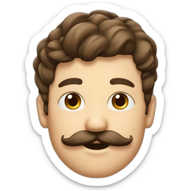 homme moustache carré, et choiffure de côté brun sticker