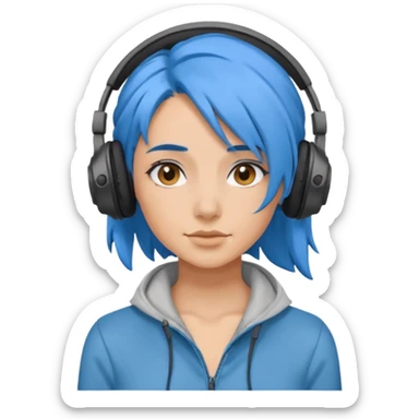 blue wind haired woman with headphone sticker