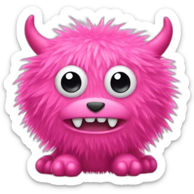 A PINK MONSTER TOY WITH FUR  sticker