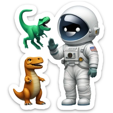 astronaut, t-rex and toy solider sticker