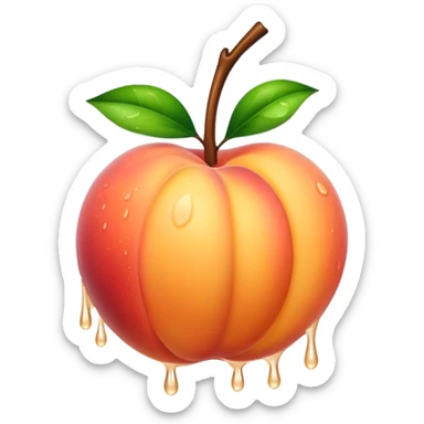 Wet shiny dripping peach sticker