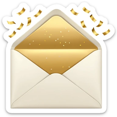 white envelope with gold confetti sticker