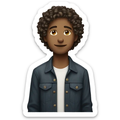 a guy with medium curly hair that flows down the head and has a light  shade of skin looks like a teenager and it's a side profile  sticker