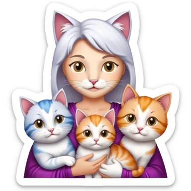 supermom cat with husband and kids sticker