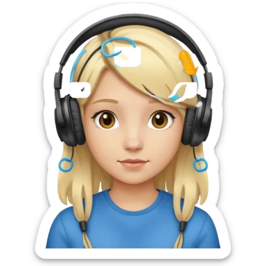 what emoji gril with hephones and blonde hair ? sticker