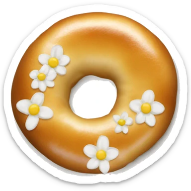 a bagel with a flower growing out of it sticker