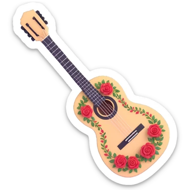 white classical Spanish guitar with intricate rosette designs sticker