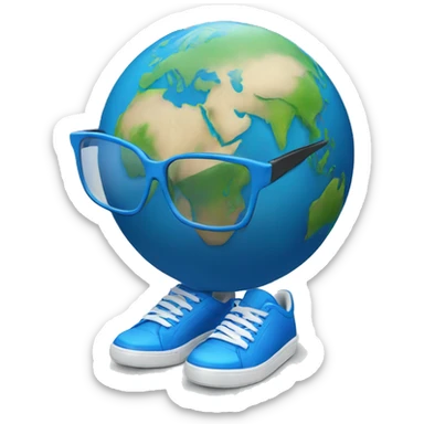 earth with glasses and blue tenis shoes sticker