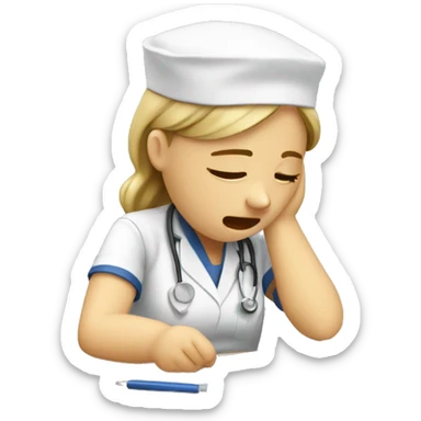 Student nurse taking an exam while crying sticker