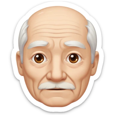 old man white neutral face without moustache and beard with hair sticker