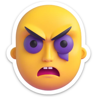 yellow face with one eye half-closed and the other open, angry expression sticker