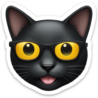 Smiling black cat with sunglasses  sticker