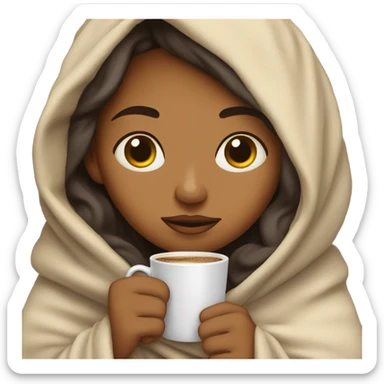 girl inside a blanket sipping coffee eyes closed sticker