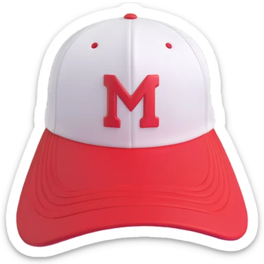 A baseball cap in a dynamic 3D cartoon style on a white background, 3D rendering, high resolution, bright colors, with a perspective composition, high saturation, prominent details, a floating effect, and a lively atmosphere, bottom view. sticker