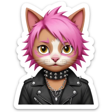 punker cat pink haired body shot sticker