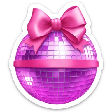 aesthetic disco ball with a pink bow sticker