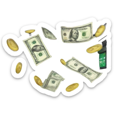 Create emoji with atm where the money is flying from and there is US30 on the screen sticker