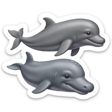 dolphin + hippo sticker