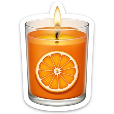 Citrus candle – orange wax in clear glass with slice of orange label sticker