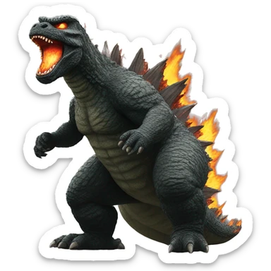 Godzilla burning sticker