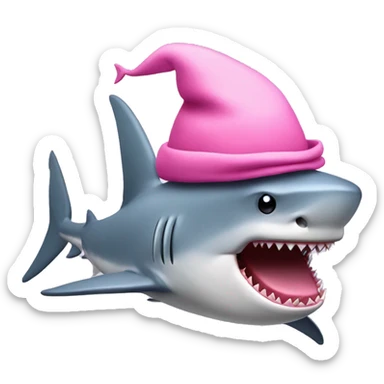 Shark with a top pink hat sticker