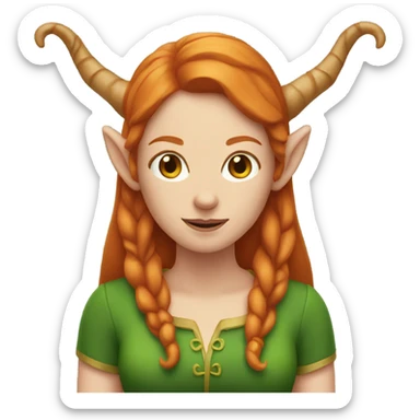 Ginger woman with elf ears and horns sticker