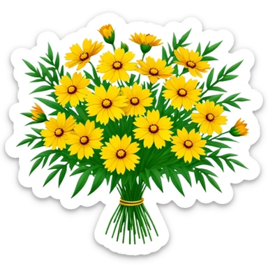 big bouquet Coreopsis, luxuriant, stem, leaf sticker