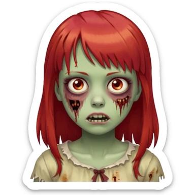 Uma menina de franja cheia, cabelos vermelhos e olhos de mel zumbi sticker