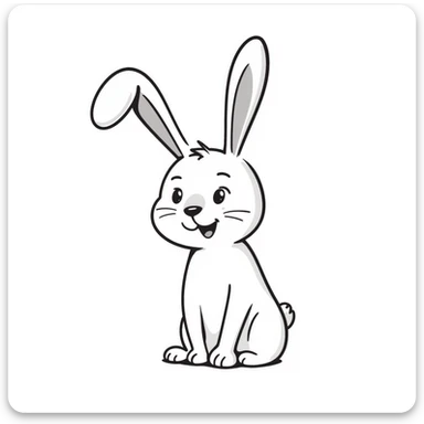 kawaii bunny plush toy with sparkly eyes and a huge smile, soft pastel colors, dreamy hand-drawn style sticker