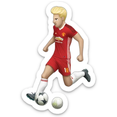 blonde manchester united player kicking sticker